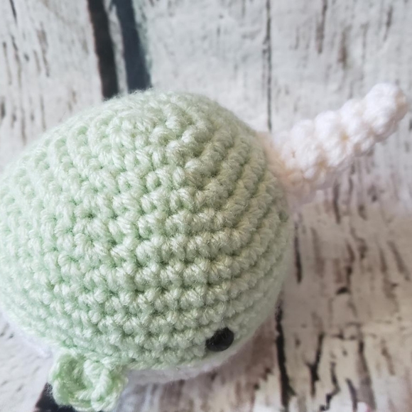Light Green Crochet Narwhal Amigurumi - Picture 6 of 12
